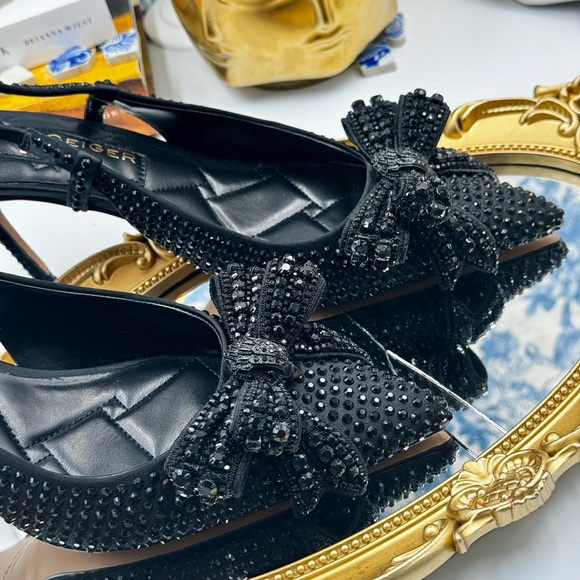 🆕 KURT GEIGER LONDON 🧿 NWOT Belgravia Bow Crystal Slingback Heels - Sz 37 - Picture 5 of 16